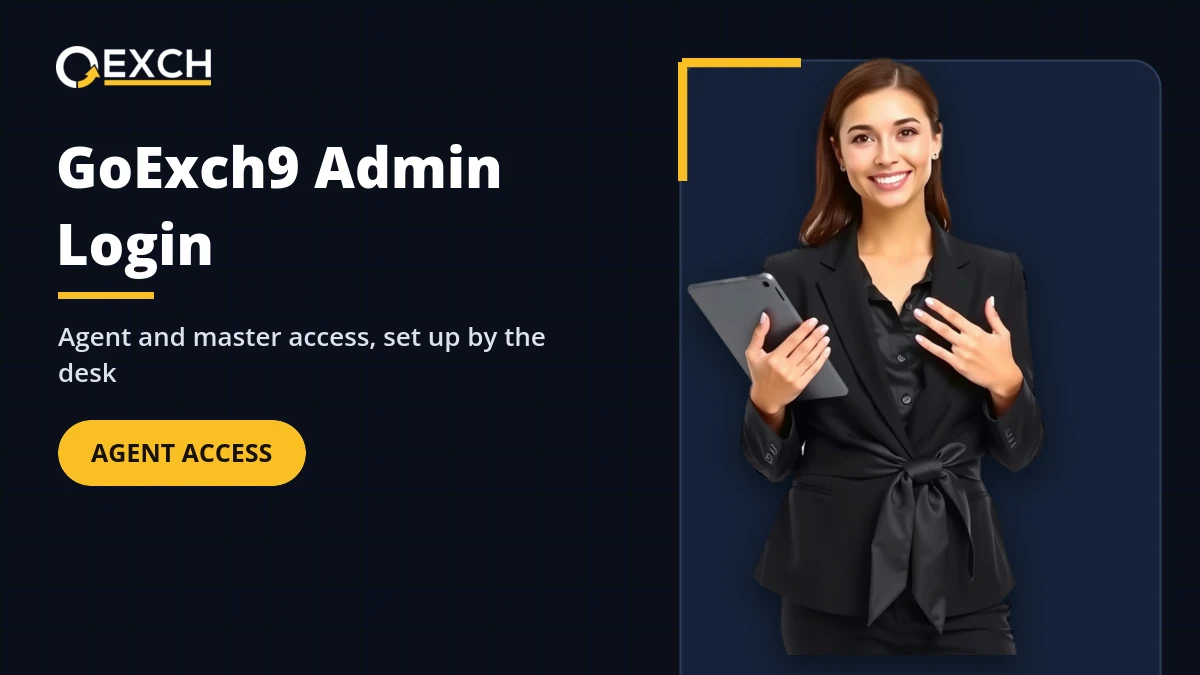 GoExch9 admin login for agents and masters managing downline IDs on a tablet